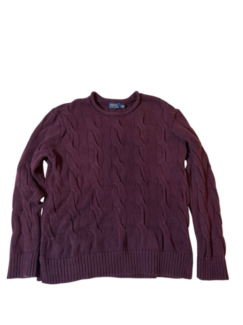 Womens Polo Ralph Lauren Cable Knit Sweater Cotton Preppy Dark Academia Medium